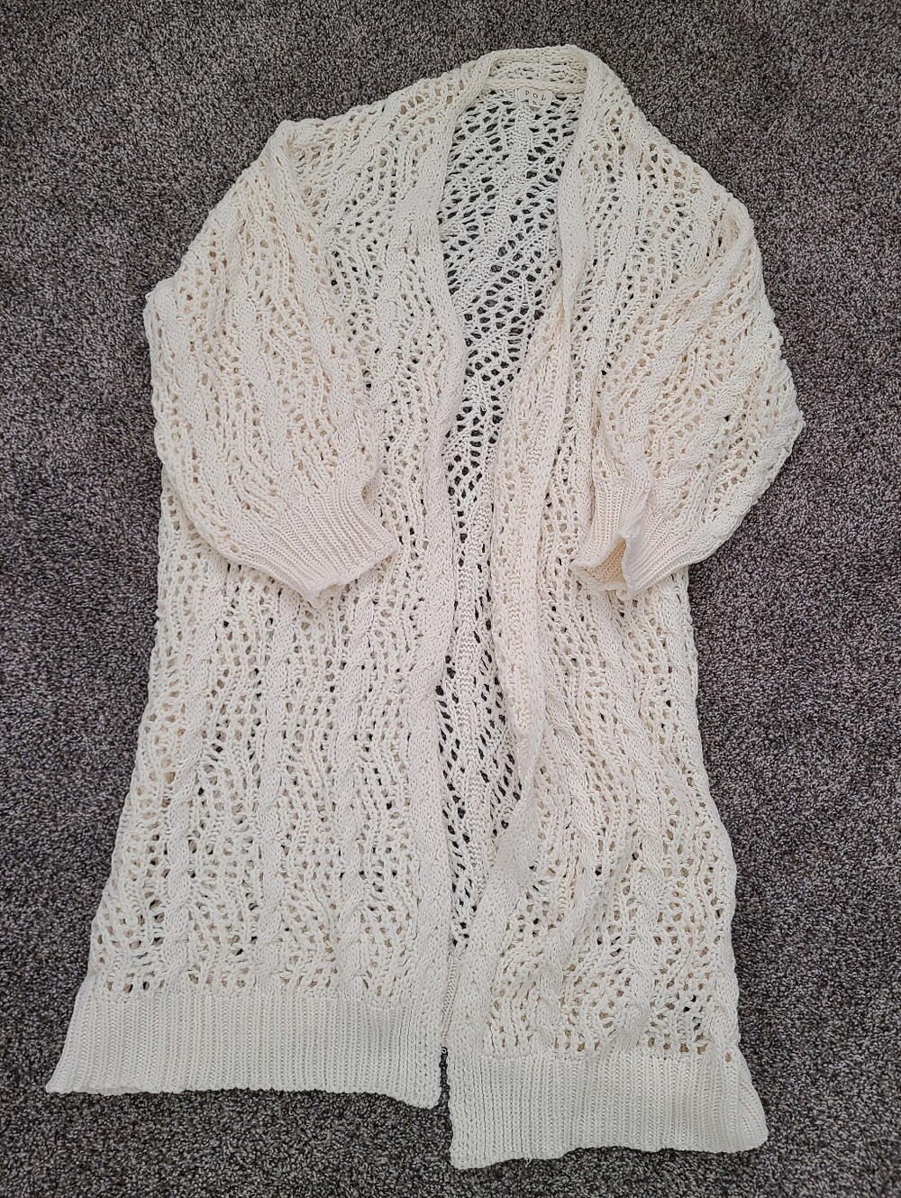 Pol Crotchet Long Cradigan Ivory Size Small
